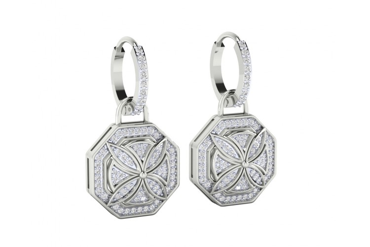 Vania Diamond Dangle Earrings in gold with removable hoops